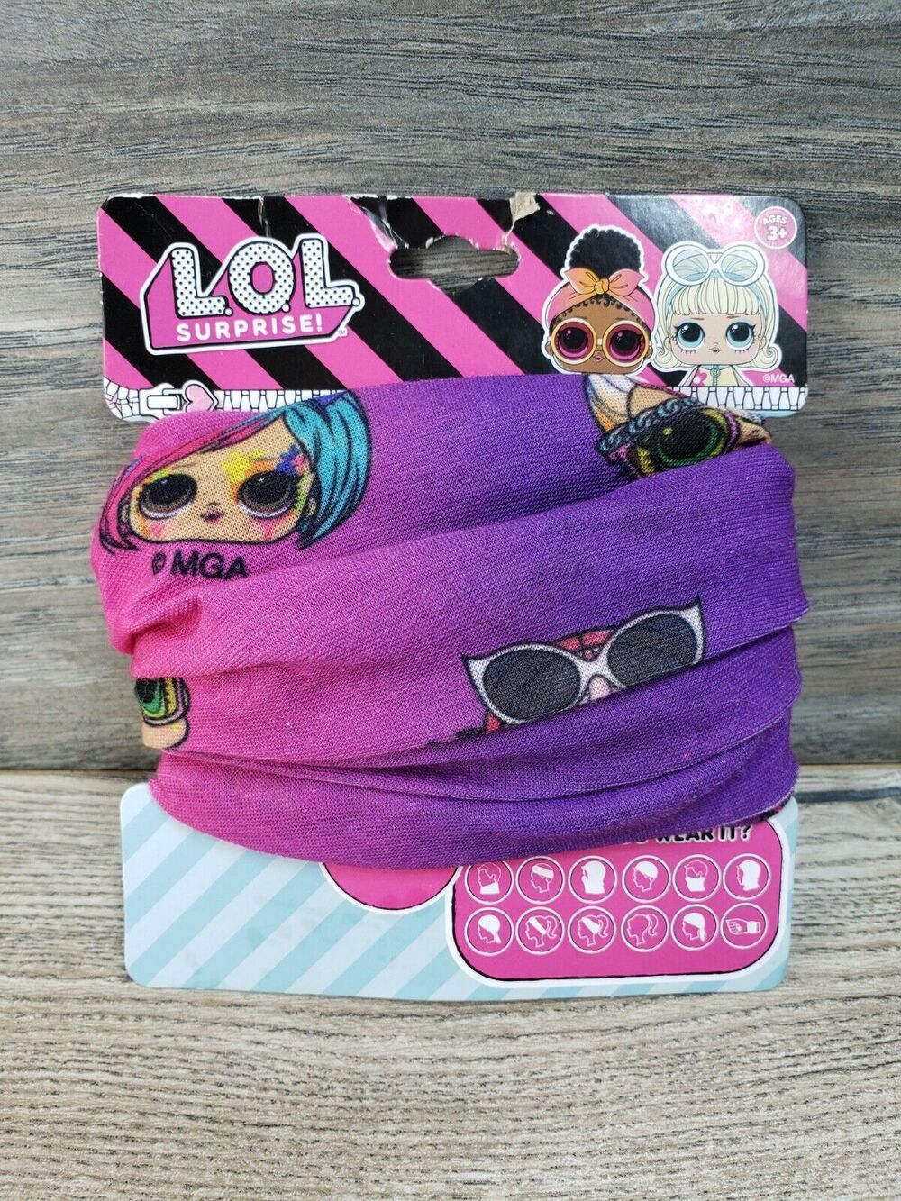 LOL Surprise Multi Use Headwrap Purple Pink Headband & Face Cover
